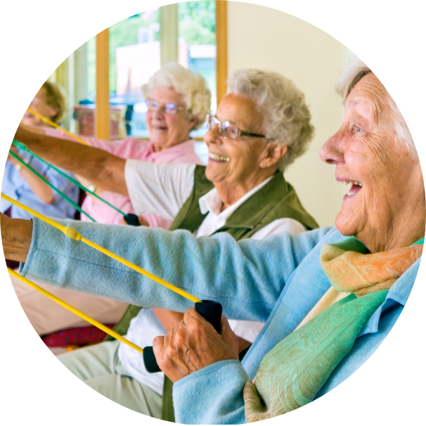 Image of three smiling elderly ladies